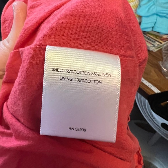 a love's a Red / Orange  Boho Lagen Look Shorts Linen Cotton Blend Women's 10 - Picture 4 of 8